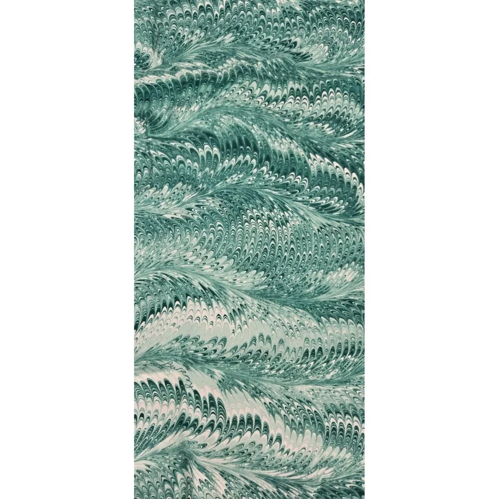 NWT Burberry London 100% Silk Scarf In Sea Green Wave Pattern ~27x27‎ Summer